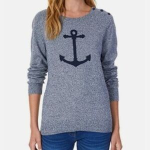 Nautica Long Sleeve Anchor Intarsia Womens Sweater Top